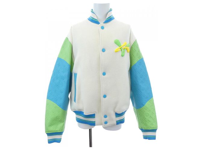 Louis Vuitton Rainbow Playground Varsity Blouson Jacket White Blue Green