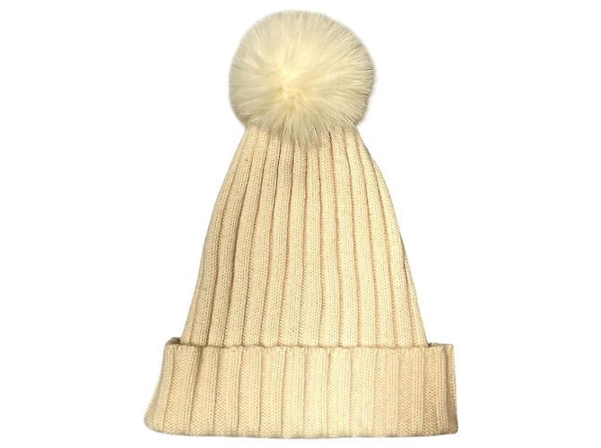 Autre Marque Gorro de malha de cashmere e pele de raposa FOXEY Branco Fora de branco