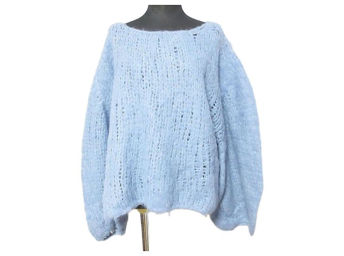 Autre Marque HAKUJI Alpaca Low Gauge Knit Sweater Blue