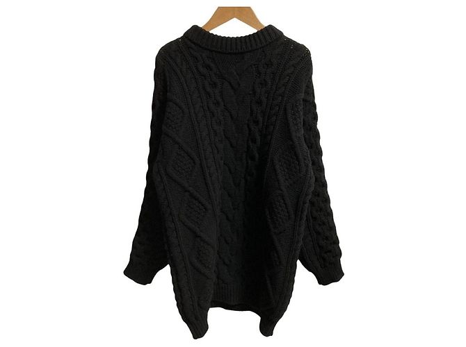 Céline Celine Aran Kabelstrick-Pullover aus Wolle und Kaschmir Schwarz