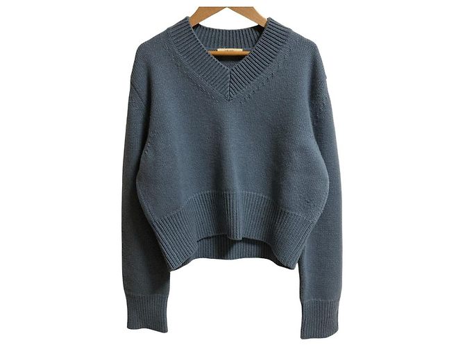 16 Céline Pull en cachemire à col en V Celine Bleu