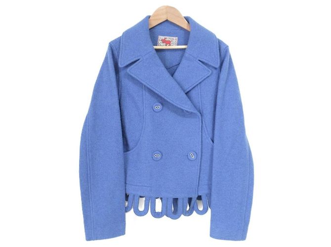 Autre Marque Olleborebla Alberobello Wool Double Breasted Coat Blue
