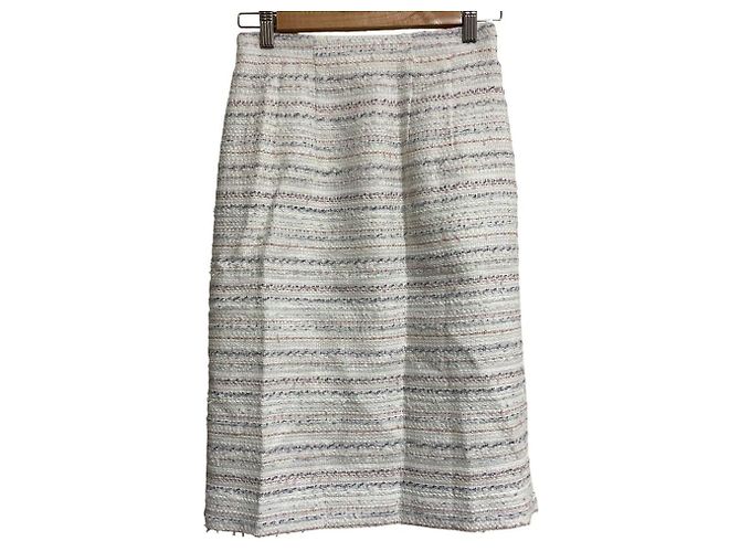 Autre Marque Saia de tweed às riscas ANAYI Branco