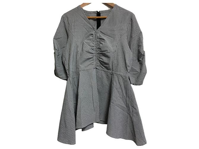 Autre Marque PLST Vichy-Baumwollbluse Schwarz