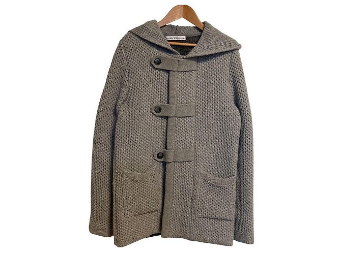 Autre Marque Daniele Alessandrini Wool Knit Coat Brown