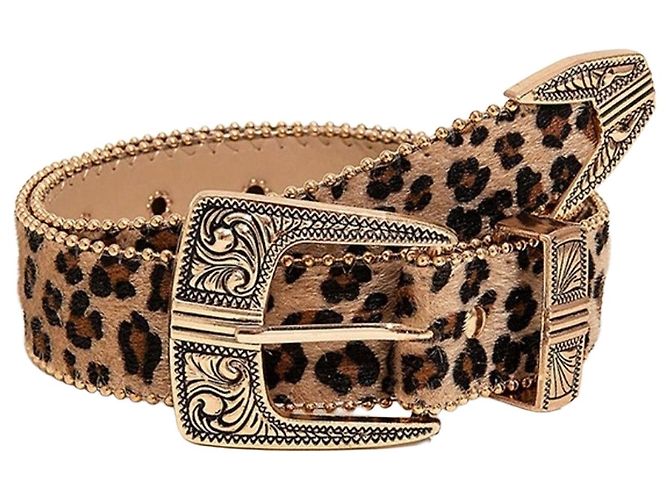 Autre Marque Cinturón de cuero PU de leopardo Multicolor Estampado de leopardo