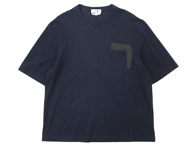 T-shirt Hermès in cotone e cashmere Nero Blu navy