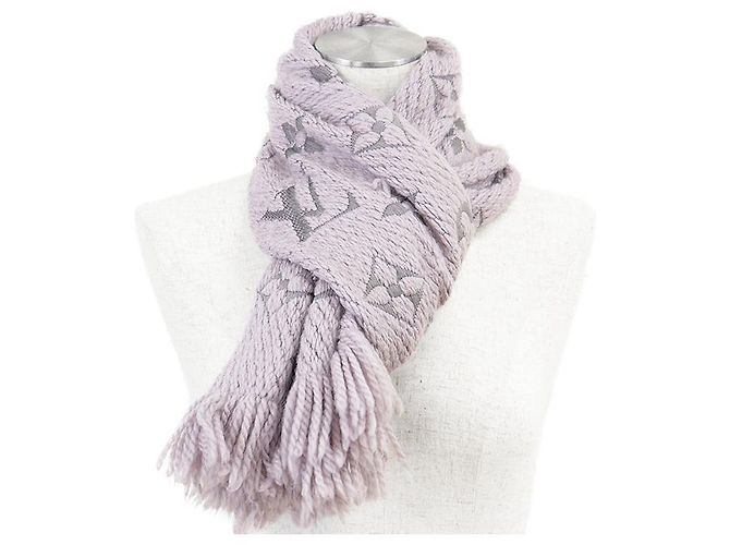 Louis Vuitton Echarpe Logomania Monogram Wool Silk Scarf Marrom