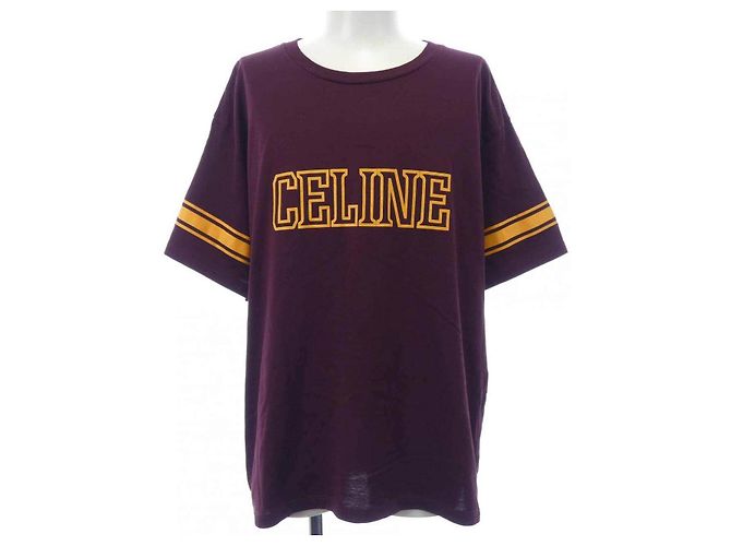 Céline T-shirt ampia CELINE Triomphe in cotone Rosso Giallo