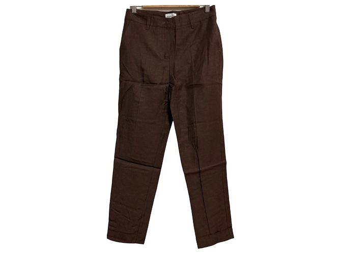 Autre Marque Pantaloni affusellati in misto lino PAROSH Marrone