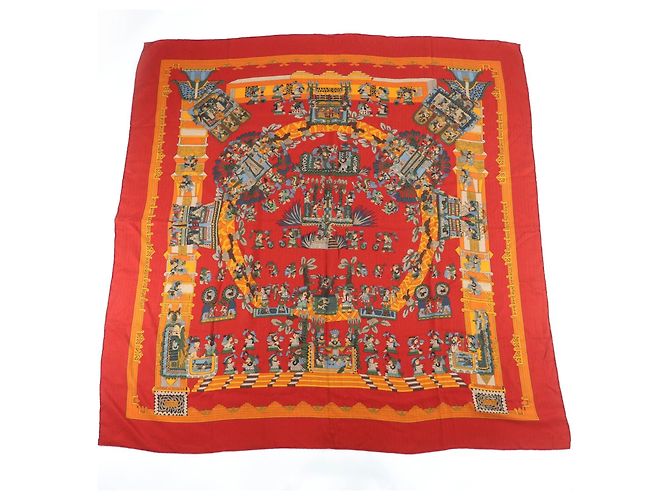 Sciarpa Grande in Cashmere e Seta Hermès Astres et Soleils Rosso