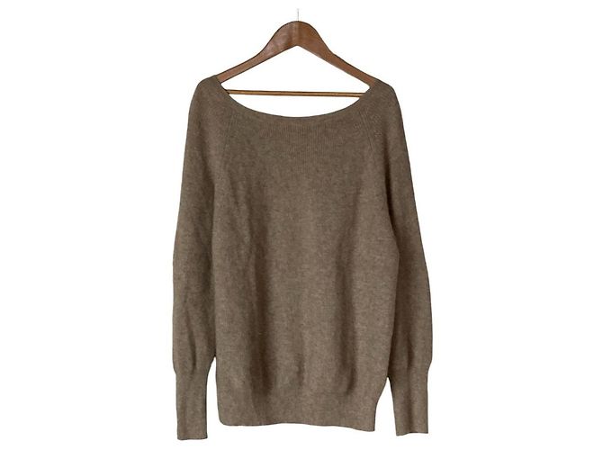 Autre Marque Whim Gazette 100% Kaschmir Pullover Strick mit Bootauschnitt Braun
