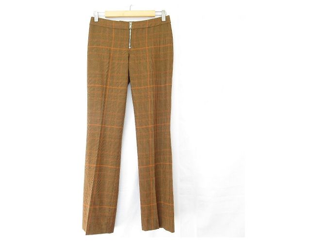 Stella Mc Cartney Stella McCartney Wool Check Trousers Brown