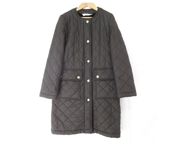 Mackintosh HUNA Quilted Collarless Long Coat Black