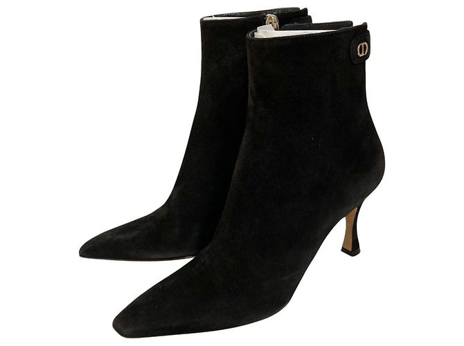 Christian Dior Suede Ankle Boots Black