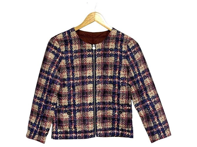 Chanel Tweed Padding Jacket Blue