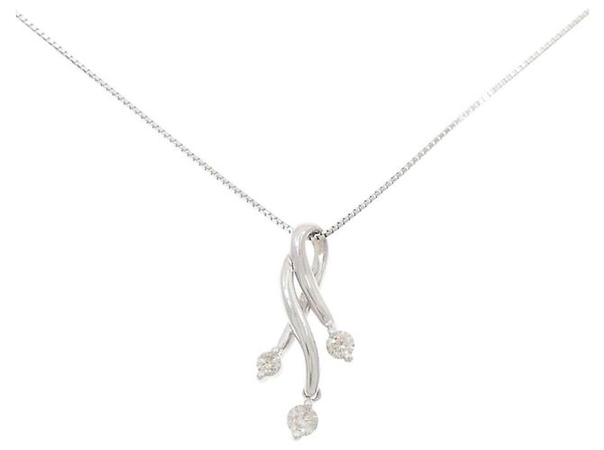 Autre Marque Collar de oro blanco Au750 y diamantes Plata