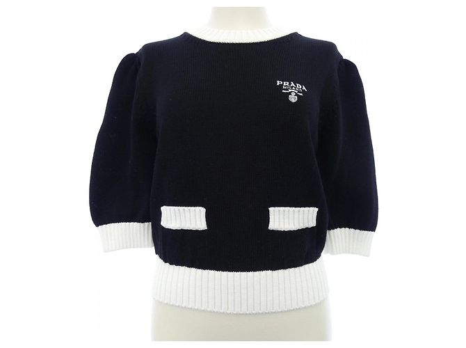 Prada Pullover aus Baumwolle mit Rundhalsausschnitt Schwarz