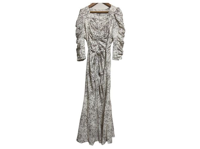 Autre Marque Snidel Barie Print Kleid mit Raffung Weiß Roh