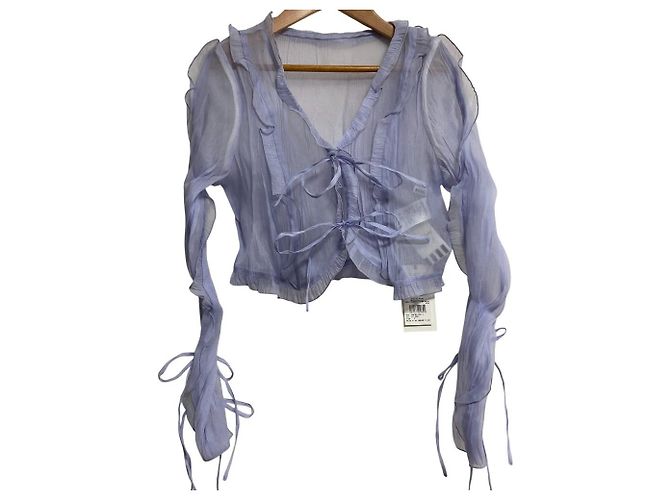 Autre Marque Blusa Transparente Snidel com Laço Frontal Roxo