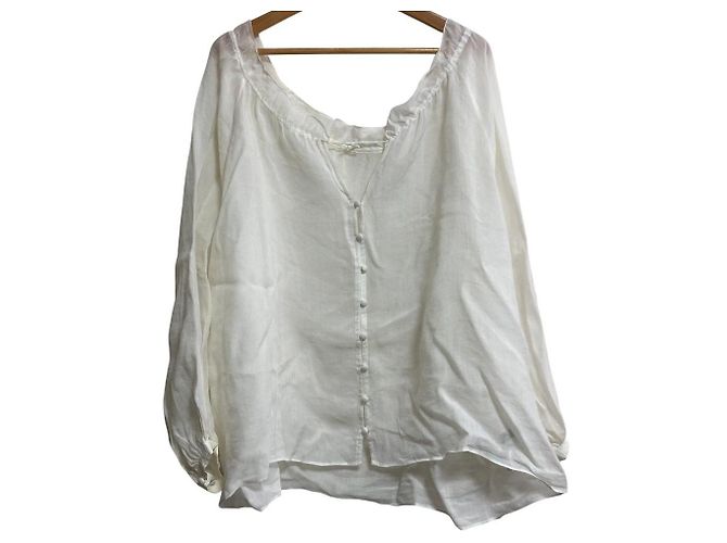 Autre Marque martinique Bluse mit gerafftem Ausschnitt Weiß
