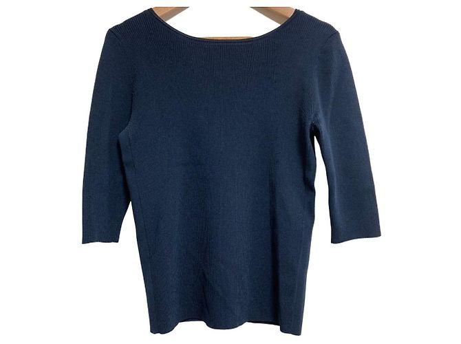 Autre Marque Sov. DOUBLE STANDARD CLOTHING Top de malha com mangas médias Azul Azul marinho