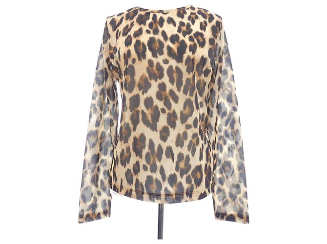Autre Marque Top trasparente leopardato Ray Beams Nero Stampa leopardo