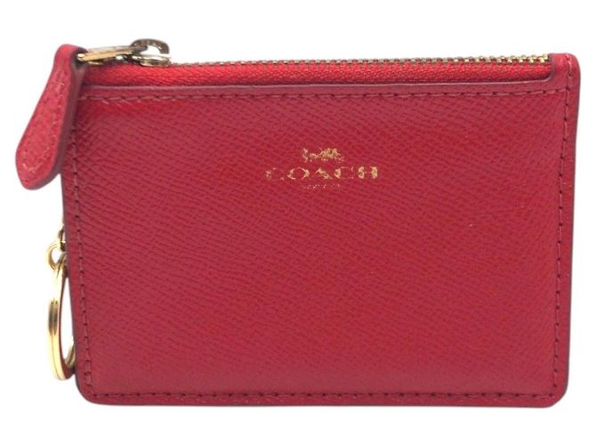 Coach Leather Coin Card Case Red