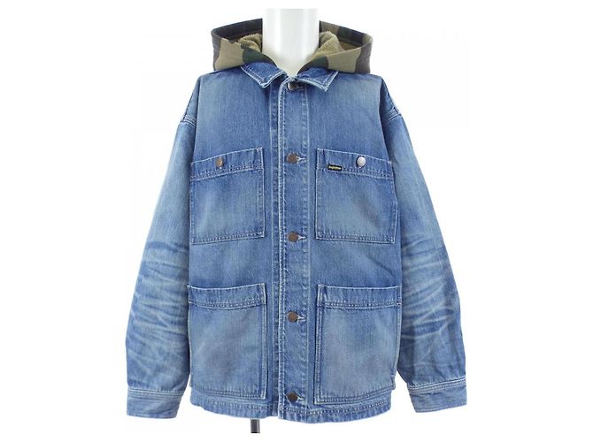 Supreme Worn Hooded Chore Coat Coat Blu