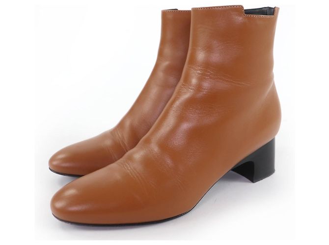 Hermès Demarche35.5 Leather Short Boots Brown