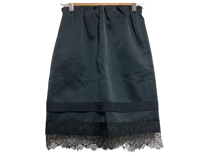 Autre Marque Satin-Spitzenrock N°21 Schwarz