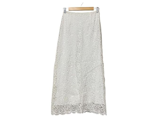 Autre Marque Saia Longa de Renda Freada Branco