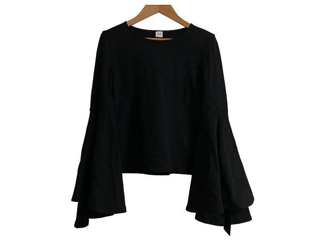 Autre Marque Top de algodón con manga acampanada ELIN Negro
