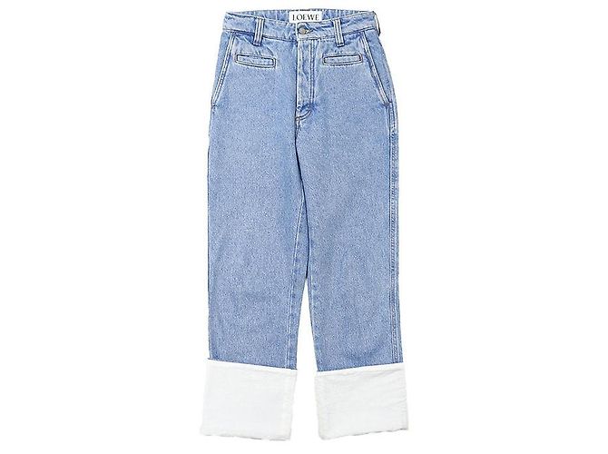 Pantalones de denim de algodón Fisherman Loewe Azul