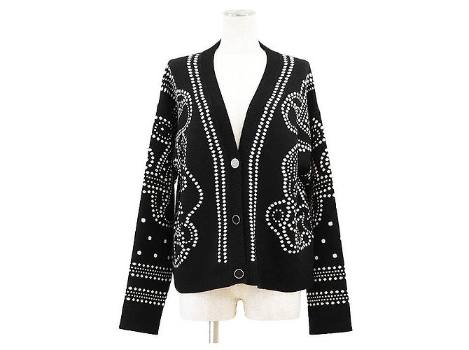 Cardigan Hermès BRIDES de GALA42 in cashmere, cotone e poliammide Nero Crudo