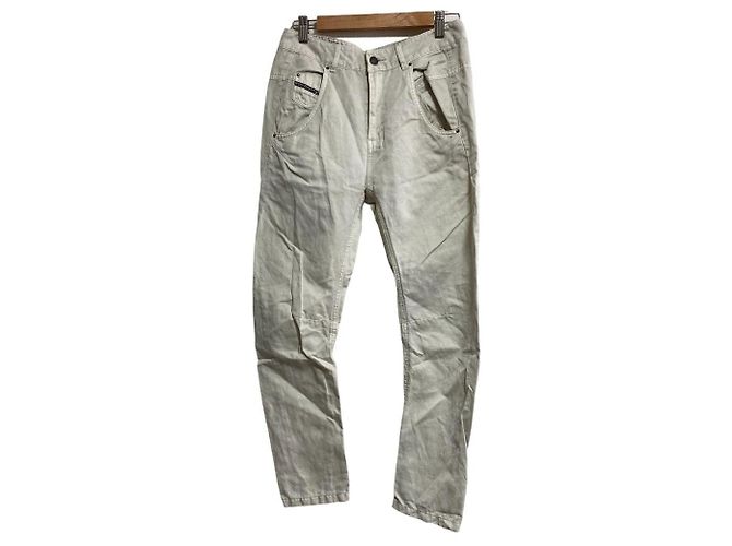 Autre Marque Pantalones de denim de algodón y lino DIESEL Beige