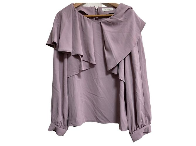 Autre Marque And Couture Chiffon-Pullover mit Rüschen Lila
