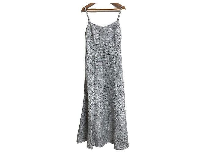 Autre Marque And Couture Tweed-Kleid Weiß Marineblau