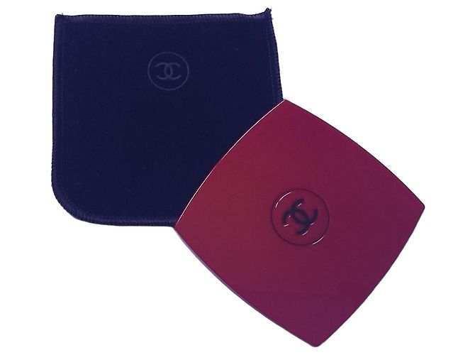 Chanel Red Pocket Mirror with Pouch