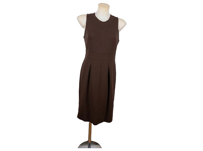 Vestido Midi Burberry em Lã e Seda Castanho Marrom