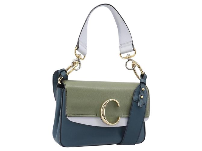 Chloé Borsa a tracolla Chloe in pelle 2way Navy Gold Auth 203685M D'oro Blu navy
