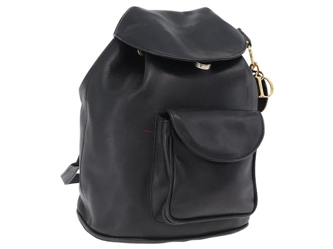 Zaino Christian Dior in pelle nera e oro Auth 204161A Nero D'oro