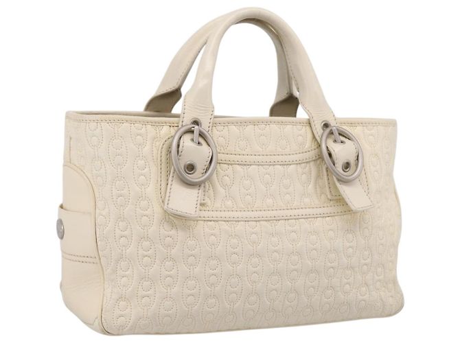 Céline Borsa a mano CELINE Boogie Bag in pelle bianca argento Auth BA16174 Bianco