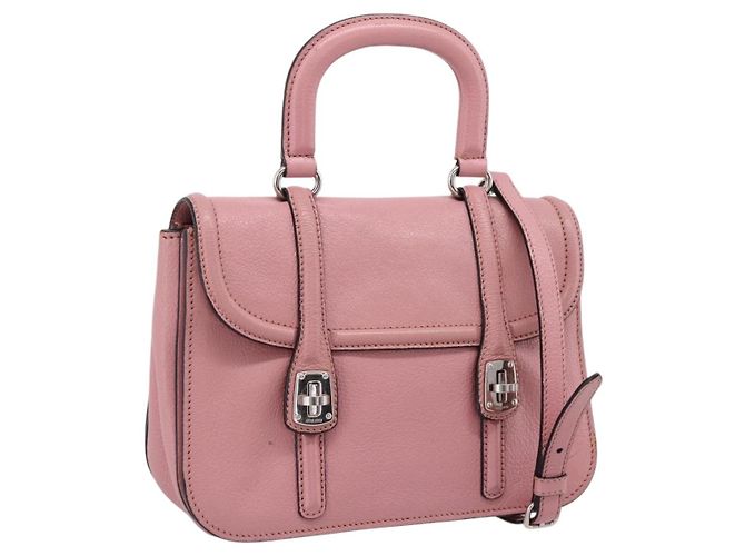 Miu Miu Handtasche Leder 2way Rosa Silber Auth mr2964A Pink