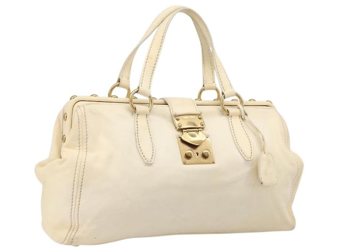 Bolsa Miu Miu em couro Ivory Gold Auth 206112A Dourado Cru