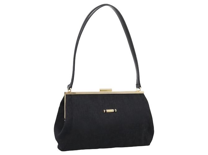 Borsa a Tracolla LONGCHAMP Nylon Nero Oro Auth 204984A D'oro