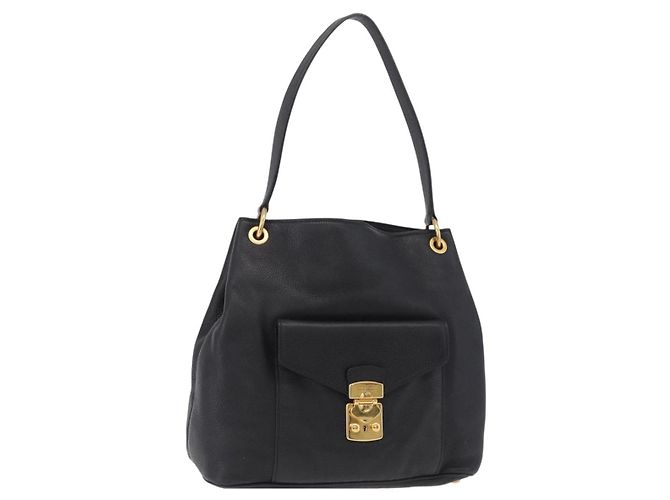 Borsa a tracolla Miu Miu in pelle nera e oro Auth ka6362 Nero D'oro