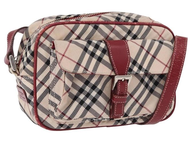 Bolsa de Ombro BURBERRY Nova Check Blue Label Canvas Beige Silver Auth ep15989 Prata Bege