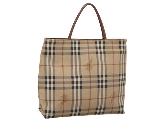 Sac à main BURBERRY Nova Check PVC Leather Beige Auth bs37101