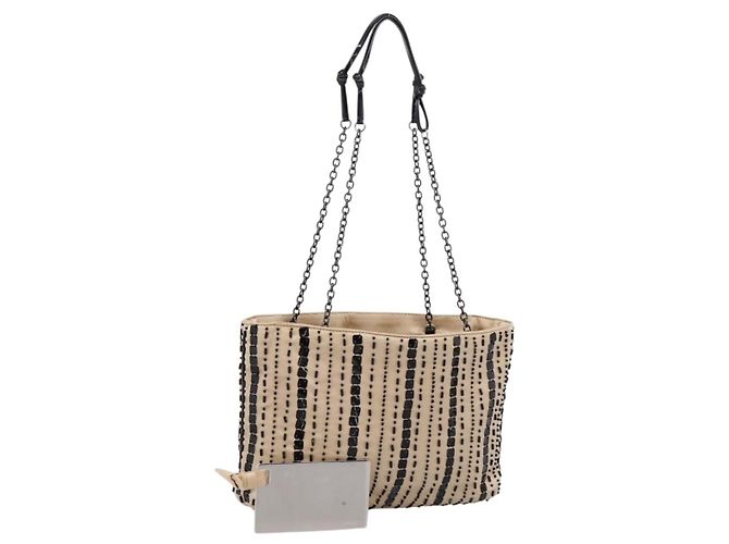 Borsa a mano con catena PRADA Satin Gold Auth 206293M D'oro